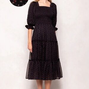 Ivy City Co Black Floral Long Sleeve Dress